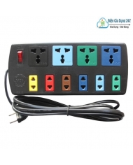 Ổ cắm kéo dài đa năng kết hợp 10 ổ LiOA 4D6S32 3m x 2 (Đen)